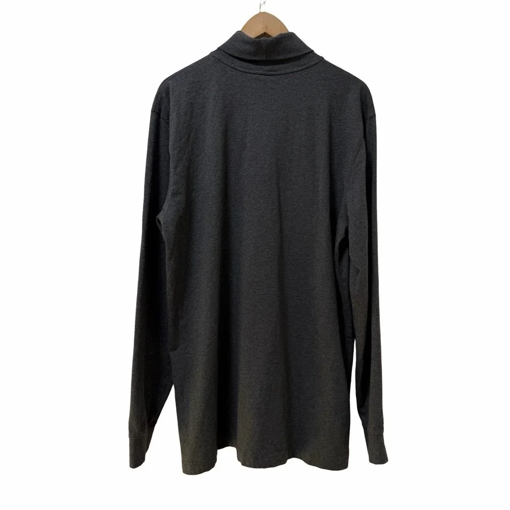 LL Bean‎ Carefree Unshrinkable Turtleneck Cotton Top Mens Size LT Gray Layers